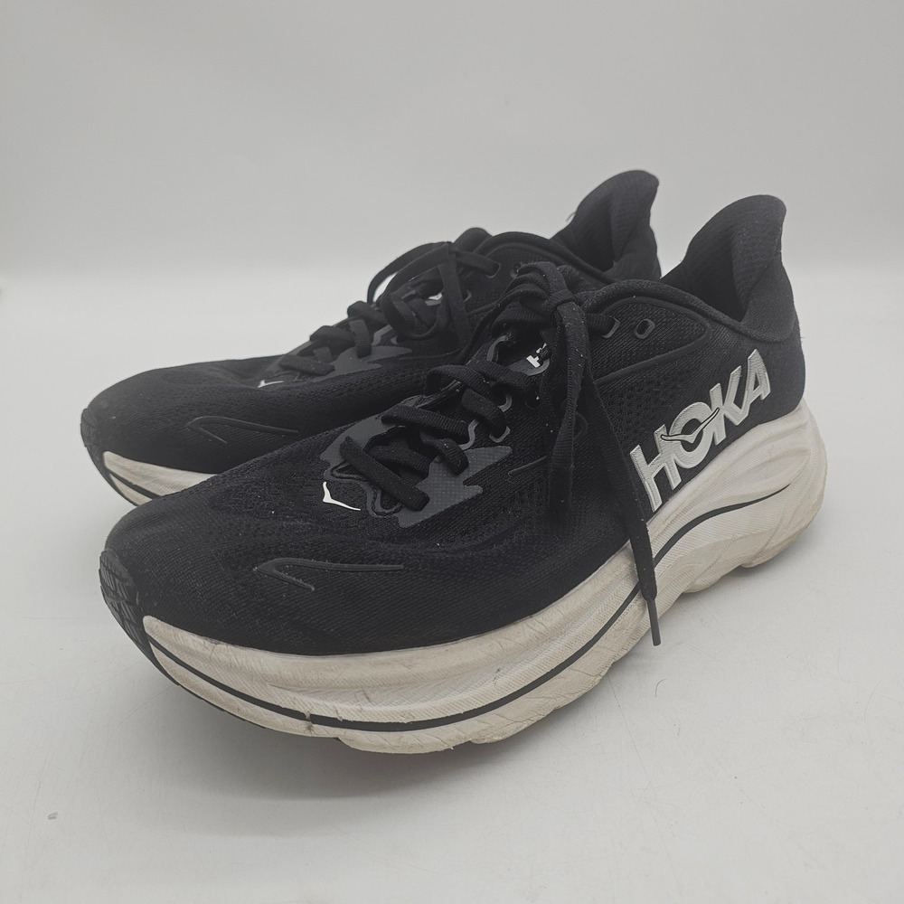 Size 11D- Hoka One One HOKA Clifton 10 Wide Black White W